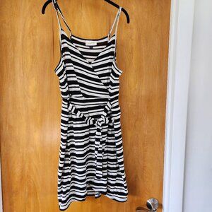 Universal Thread Black & White Striped Spaghetti Strap Wrap Dress XL